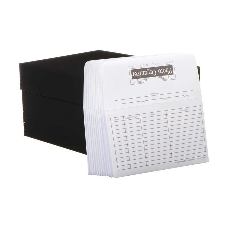 Lineco Photo Storage Box, Holds 1000 3" x 5" or 4x6 or 5x7 Pictures, Removable Lid with 12 4"x6" Photograph Envelopes, Color: Black. - Image 3